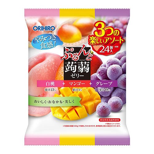 ORIHIRO 蒟蒻果冻芒果紫葡萄白桃混装 480g 24枚入